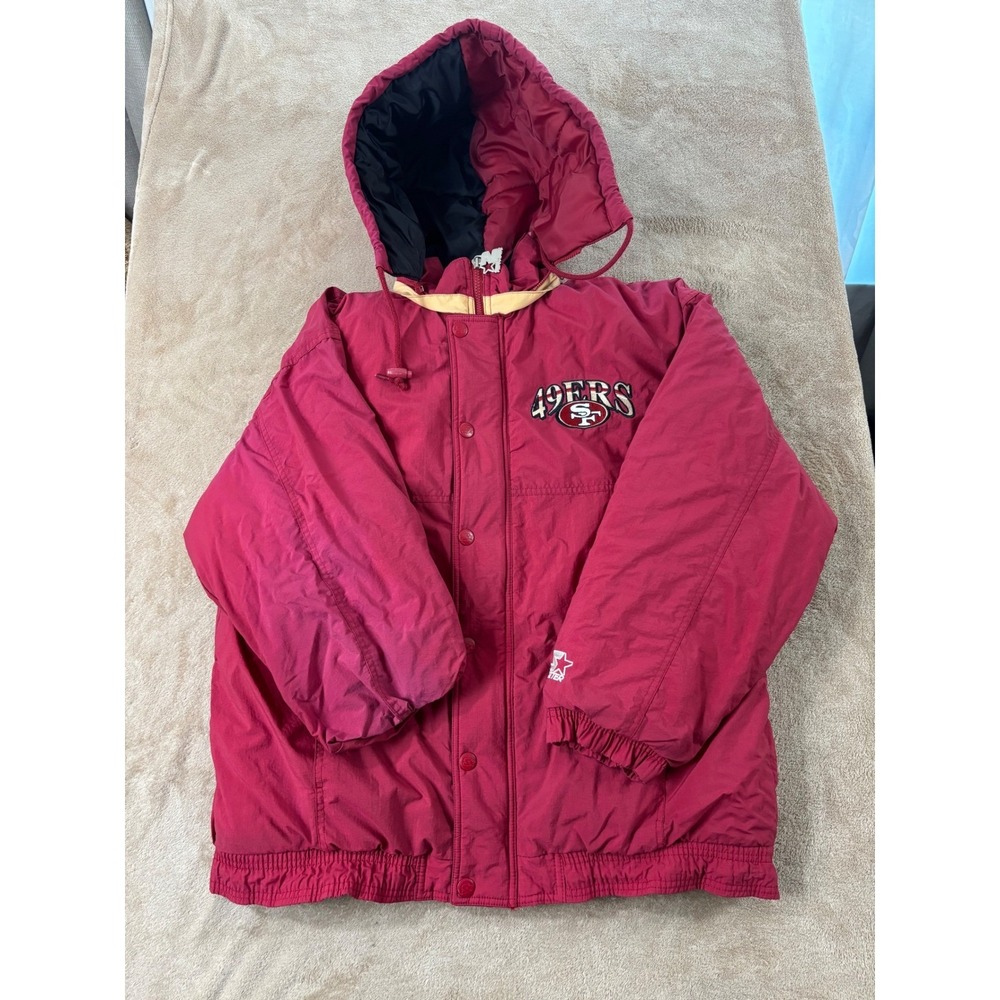 vintage 90s‎ Starter NFL San Francisco 49ers parka jacket Mens M Red